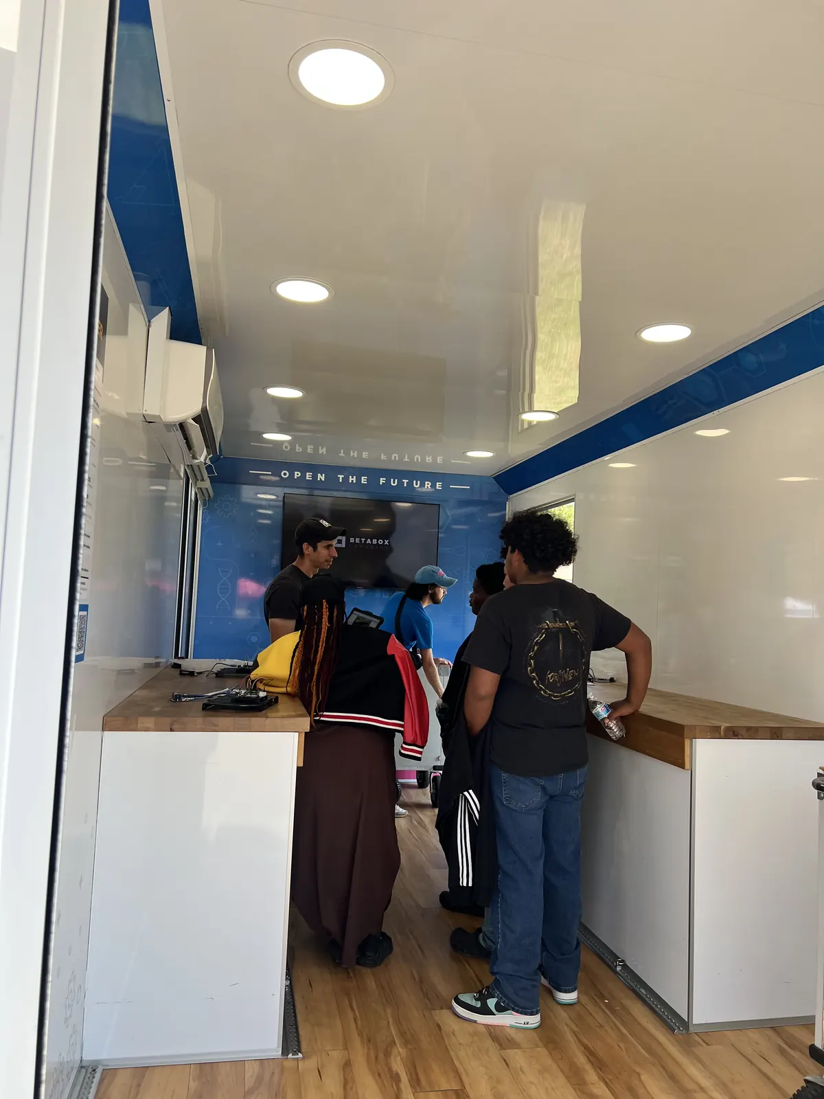 Inside a 35-foot Betabox mobile STEM lab.